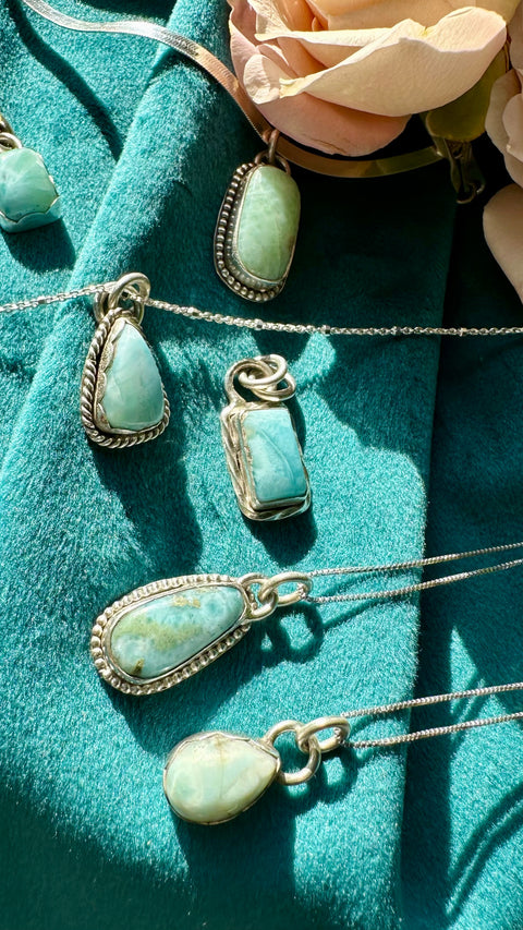 Larimar in Sterling Silver Pendants
