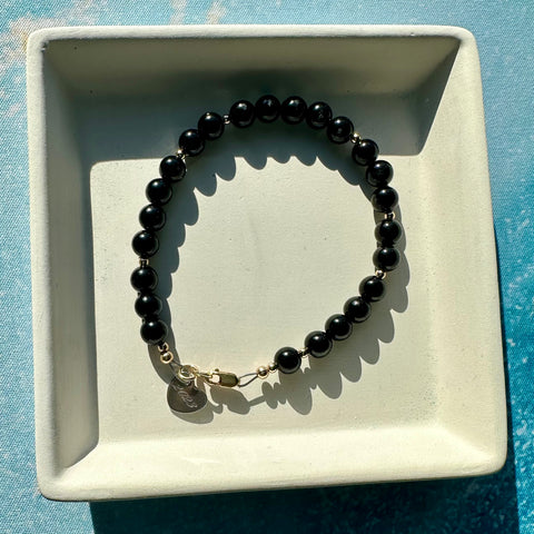Onyx & 14 kt Gold Fill Bracelet
