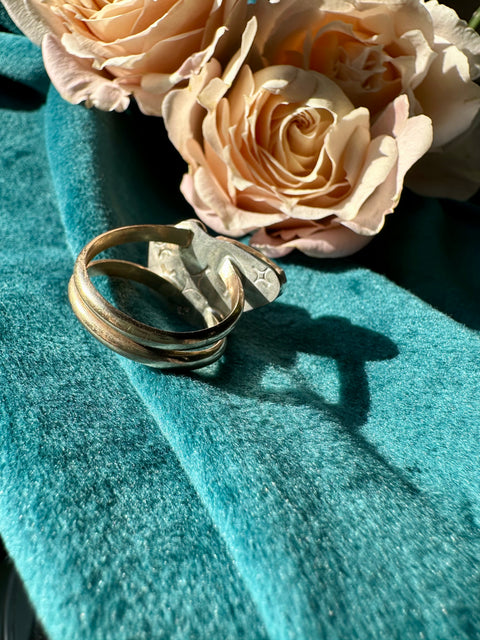 Opal & Larimar in Sterling Silver with 14kt Gold Fill Double Band Ring