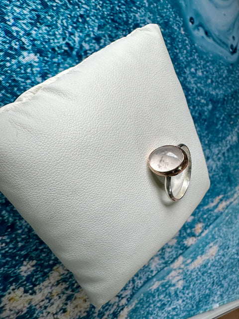 Rose Quartz in Brass on Sterling Silver