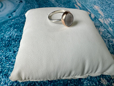 Rose Quartz in Brass on Sterling Silver