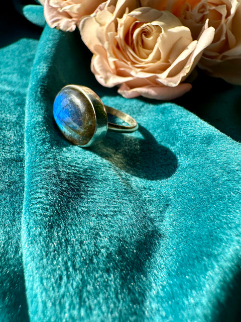Labradorite in Sterling Silver with 14kt Gold Fill Ring