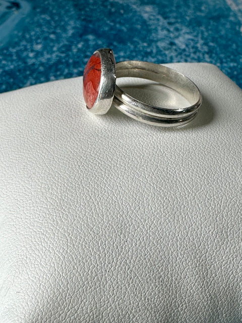 Red Jasper in Sterling Silver double band