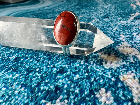 Red Jasper in Sterling Silver double band