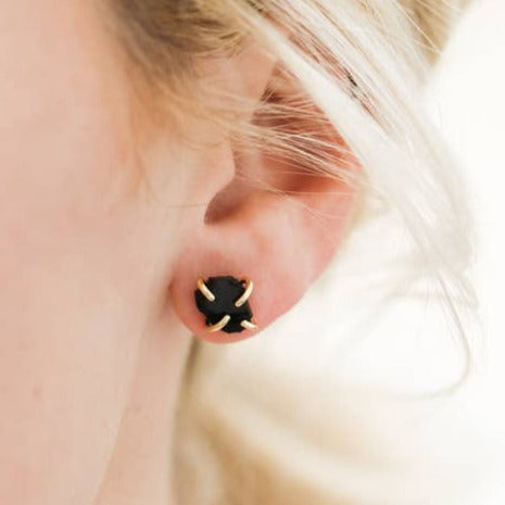 Obsidian Gemstone Prong Earrings