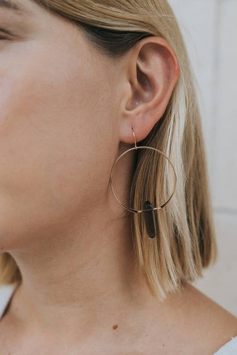 Smoky Quartz Hoops