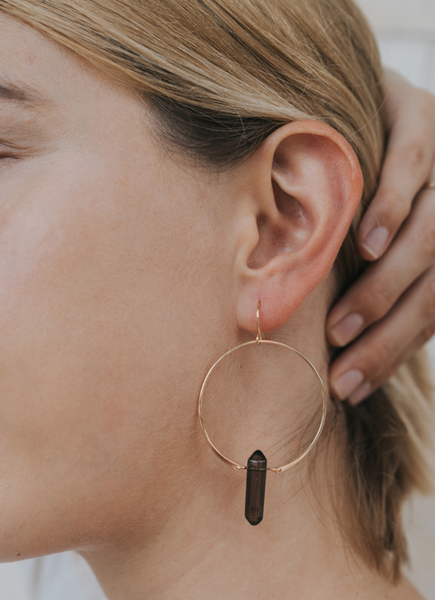 Smoky Quartz Hoops