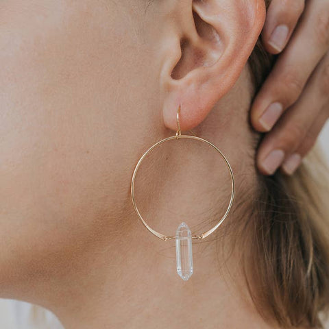 Clear Quartz Hoops