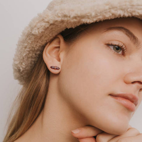 Amethyst Point Stud Earrings