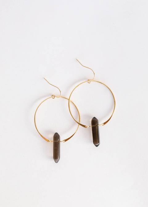Smoky Quartz Hoops
