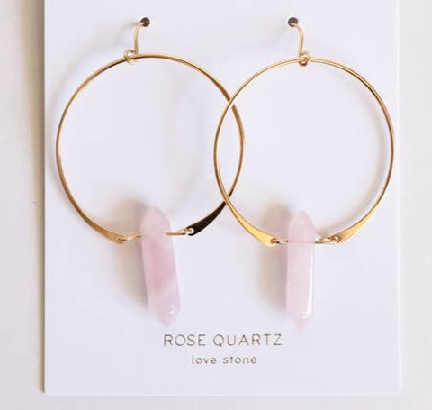 Rose Quartz Hoops