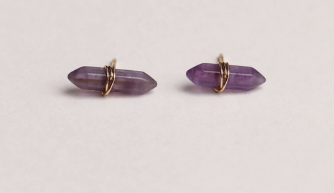 Amethyst Point Stud Earrings