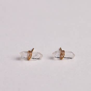 Clear quartz store stud earrings