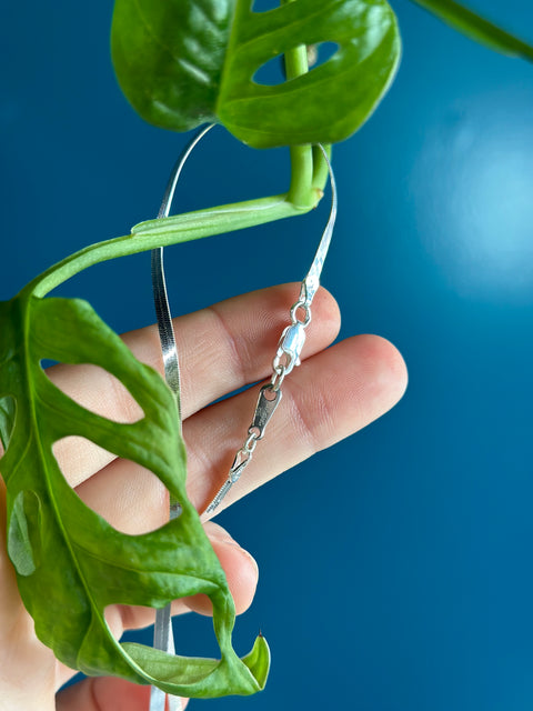 Sterling Silver Herringbone Chain Necklace