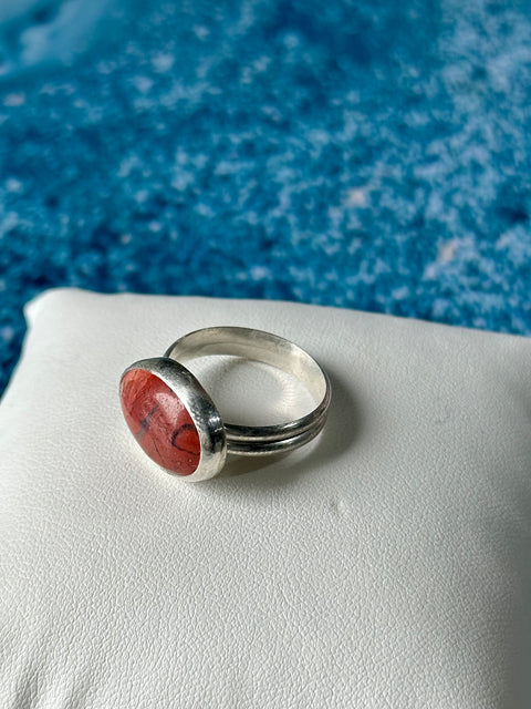 Red Jasper in Sterling Silver double band