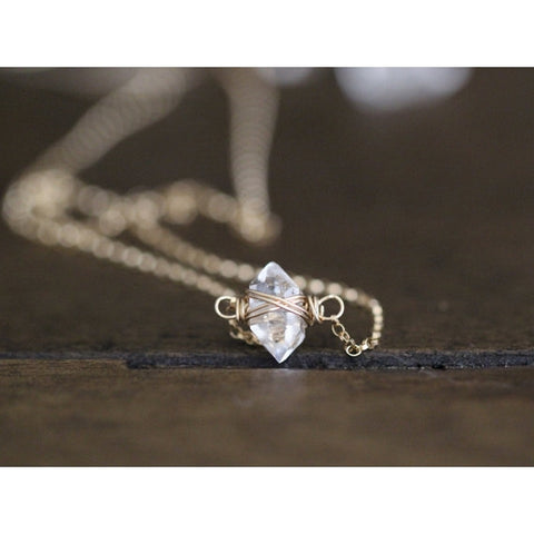 Herkimer Diamond in 14kt Gold Necklace
